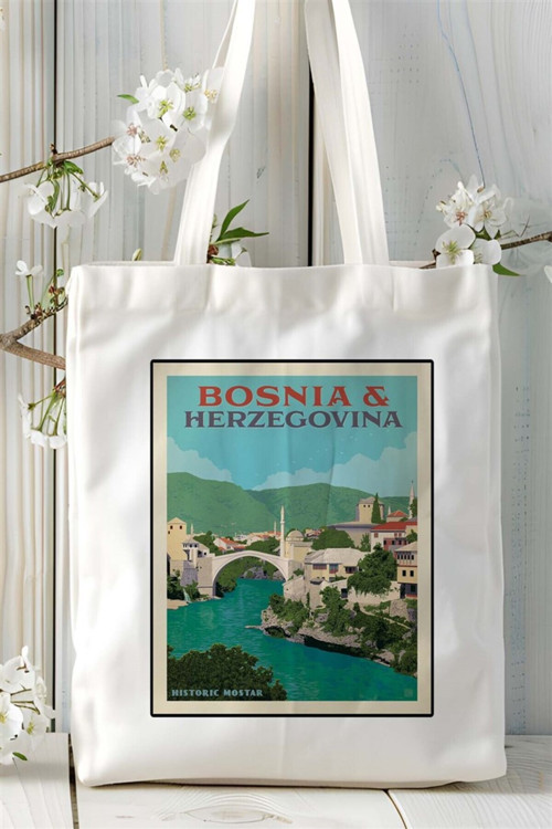 Art hedi̇ye bosnia Baskılı Bez Çanta omuz çantası Kişiye Özel desen