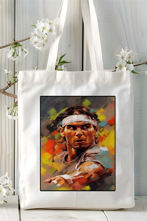 Art hedi̇ye rafael nadal Baskılı Bez Çanta omuz çantası Kişiye Özel desen 2