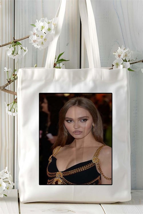 Art hedi̇ye Lily Rose Depp Baskılı Bez Çanta omuz çantası Kişiye Özel desen 1