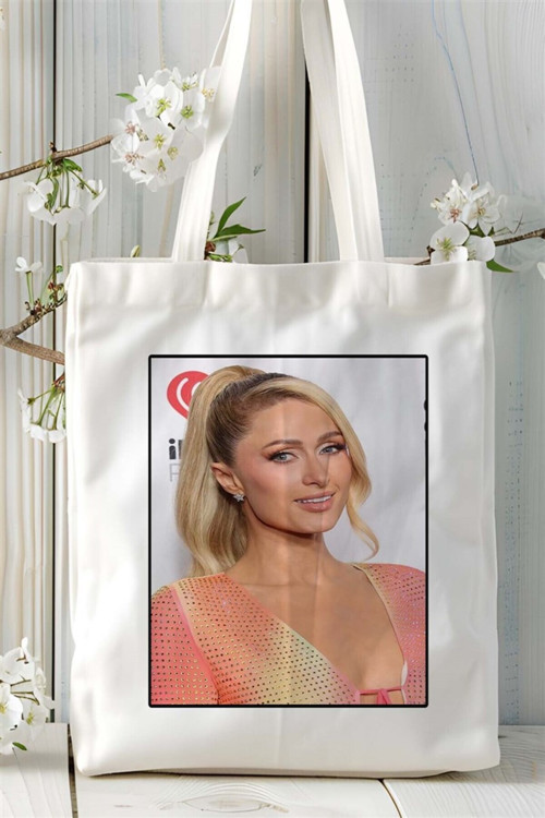 Art hedi̇ye paris hilton Baskılı Bez Çanta omuz çantası Kişiye Özel desen 1