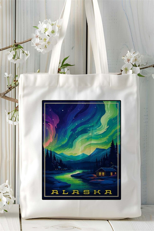 Art hedi̇ye alaska Baskılı Bez Çanta omuz çantası Kişiye Özel desen 3
