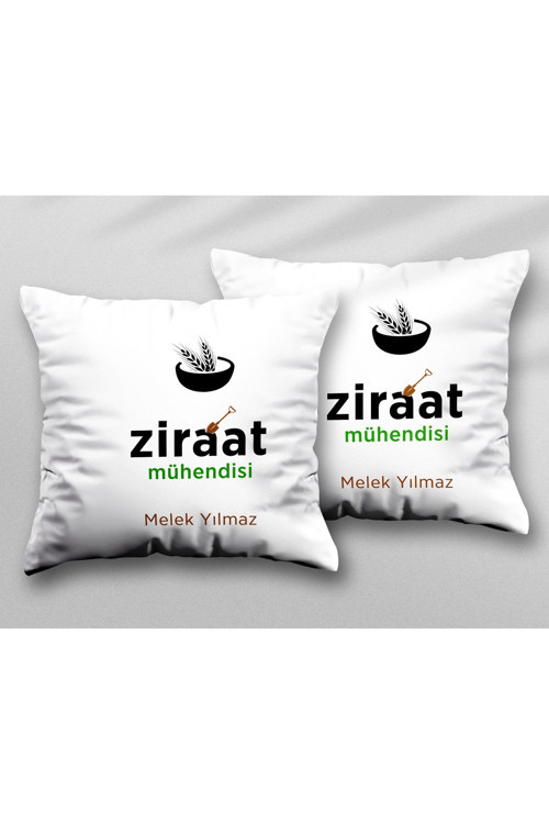 Art hedi̇ye Kişiye Özel Ziraat Mühendisi Başak İki ADET iki Tarafı Baskılı Yıkanabilir Yastık Kırlent Kılıfı