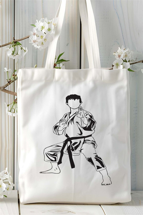 Art hedi̇ye karate Baskılı Bez çanta Kişiye Özel Model 1