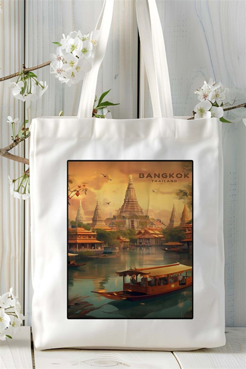 Art hedi̇ye bangkok Baskılı Bez Çanta omuz çantası Kişiye Özel desen