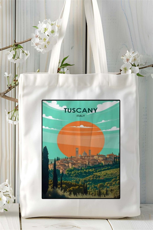 Art hedi̇ye tuscany toskana Baskılı Bez Çanta omuz çantası Kişiye Özel desen