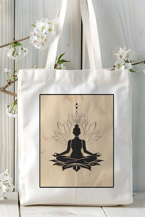 Art hedi̇ye meditasyon Baskılı Bez Çanta omuz çantası Kişiye Özel desen 6