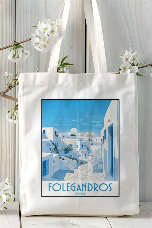 Art hedi̇ye folegandros Baskılı Bez Çanta omuz çantası Kişiye Özel desen