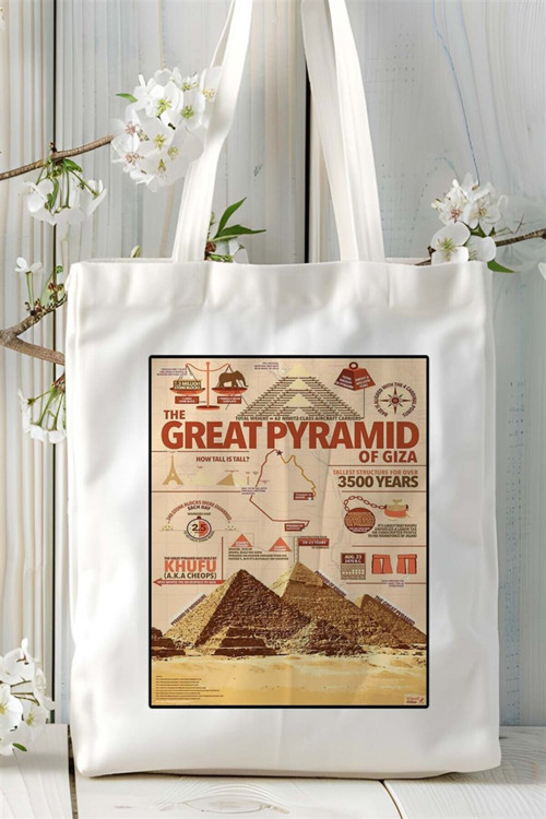 Art hedi̇ye giza piramidi Baskılı Bez Çanta omuz çantası Kişiye Özel desen 4