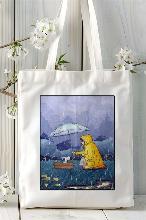 Art hedi̇ye yağmur Baskılı Bez Çanta omuz çantası Kişiye Özel desen 6