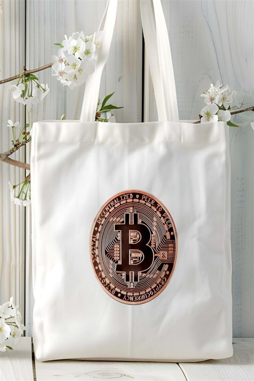Art hedi̇ye bitcoin kripto Baskılı Bez çanta Kişiye Özel Model 3