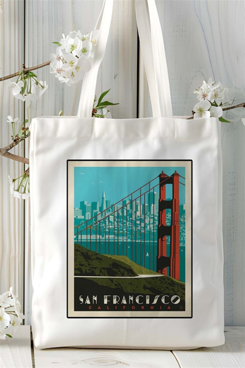 Art hedi̇ye san francisco Baskılı Bez Çanta omuz çantası Kişiye Özel desen 5