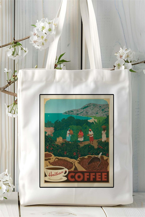 Art hedi̇ye coffee Baskılı Bez Çanta omuz çantası Kişiye Özel desen