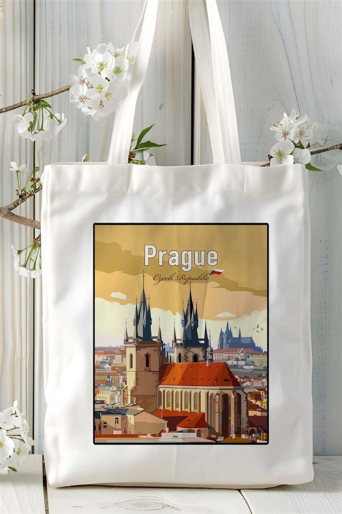 Art hedi̇ye prague Baskılı Bez Çanta omuz çantası Kişiye Özel desen 4