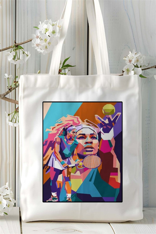 Art hedi̇ye serena williams Baskılı Bez Çanta omuz çantası Kişiye Özel desen 2