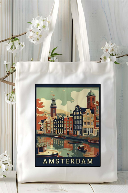 Art hedi̇ye amsterdam Baskılı Bez Çanta omuz çantası Kişiye Özel desen 4
