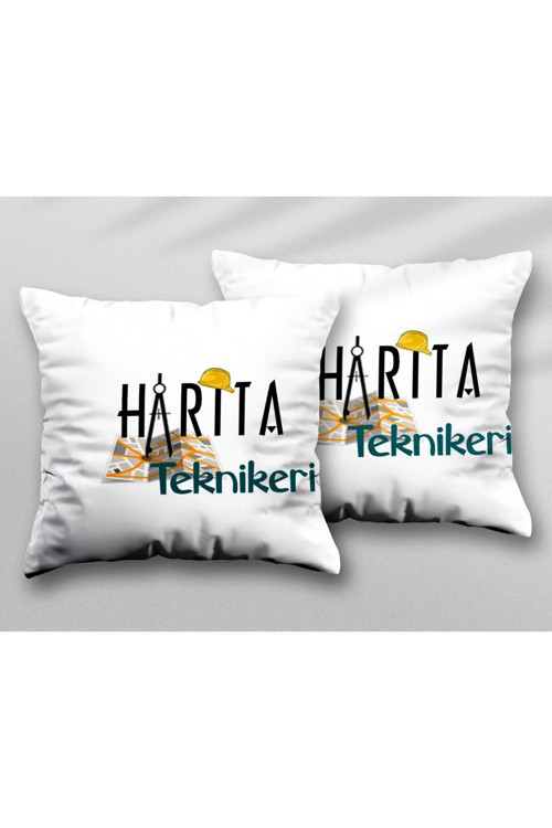 Art hedi̇ye Kişiye Özel Harita Teknikeri Kask İki ADET iki Tarafı Baskılı Yıkanabilir Yastık Kırlent Kılıfı