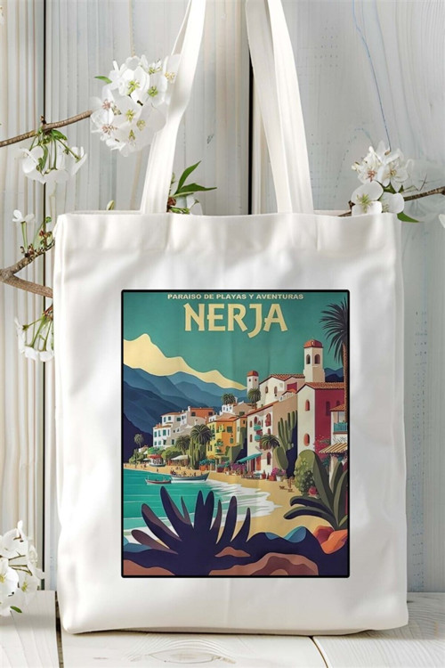Art hedi̇ye nerja Baskılı Bez Çanta omuz çantası Kişiye Özel desen