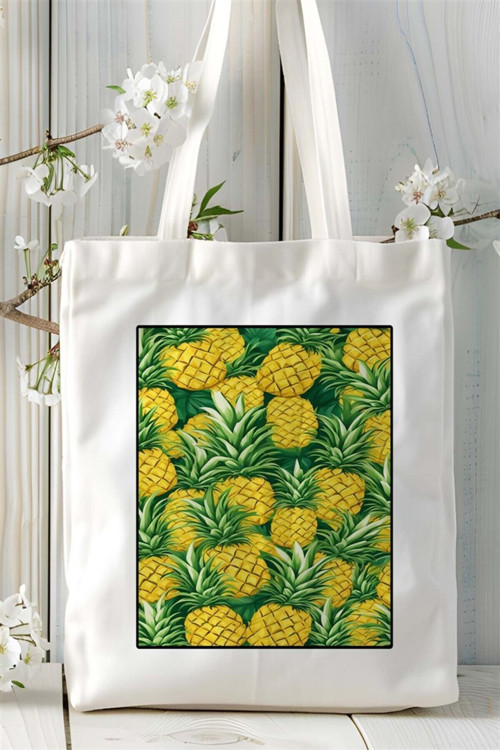 Art hedi̇ye ananas Baskılı Bez Çanta omuz çantası Kişiye Özel desen 1
