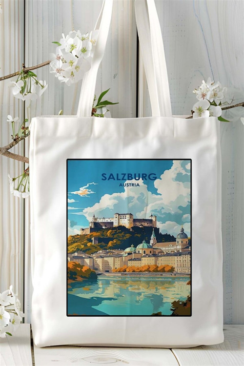 Art hedi̇ye salzburg Baskılı Bez Çanta omuz çantası Kişiye Özel desen