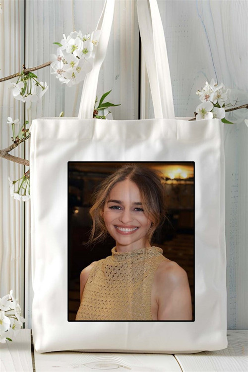Art hedi̇ye emilia clarke Baskılı Bez Çanta omuz çantası Kişiye Özel desen 5