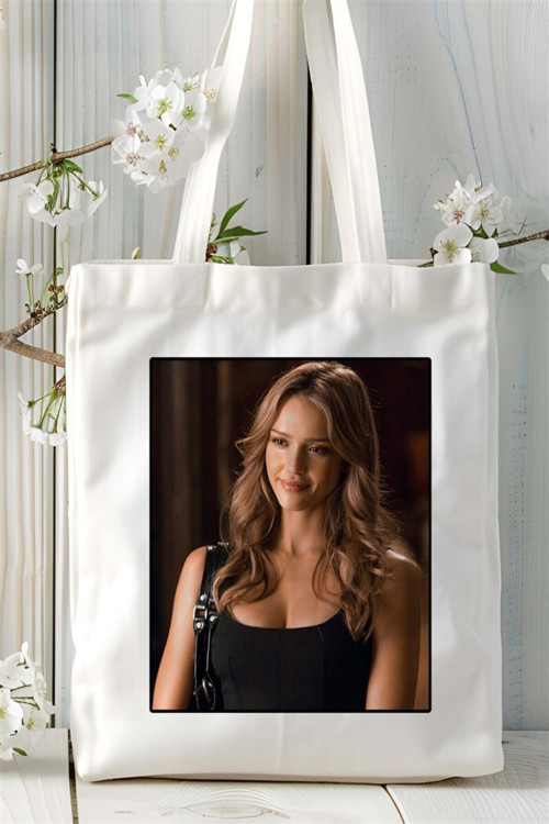 Art hedi̇ye jessica alba Baskılı Bez Çanta omuz çantası Kişiye Özel desen 1