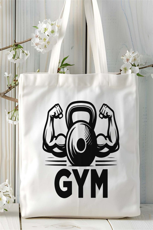 Art hedi̇ye fitness Baskılı Bez çanta Kişiye Özel Model 5