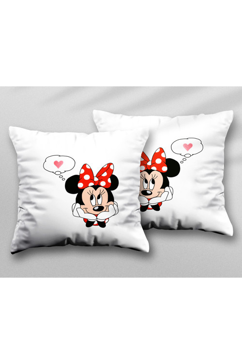 Art hedi̇ye Minnie Mouse Aklım Sende İki ADET iki Tarafı Baskılı Yıkanabilir Yastık Kırlent Kılıfı