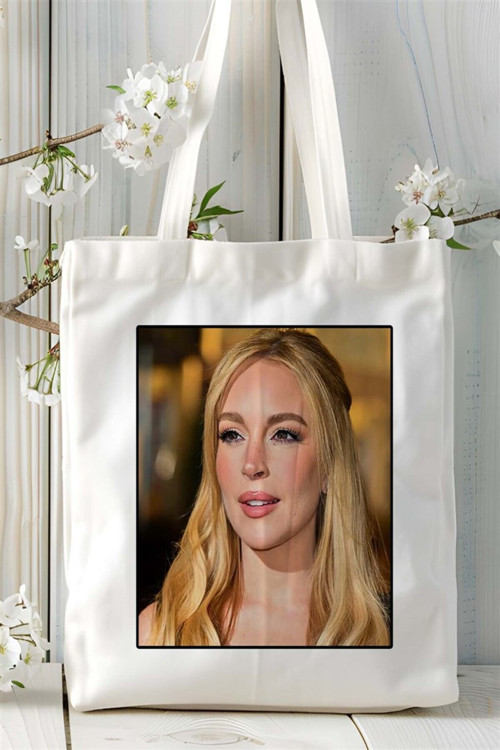 Art hedi̇ye Lindsay Lohan Baskılı Bez Çanta omuz çantası Kişiye Özel desen 5