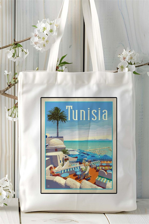Art hedi̇ye tunisia Baskılı Bez Çanta omuz çantası Kişiye Özel desen