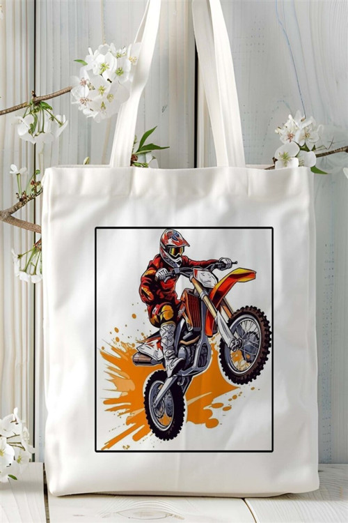 Art hedi̇ye motocross moto cross Baskılı Bez Çanta omuz çantası Kişiye Özel desen 5