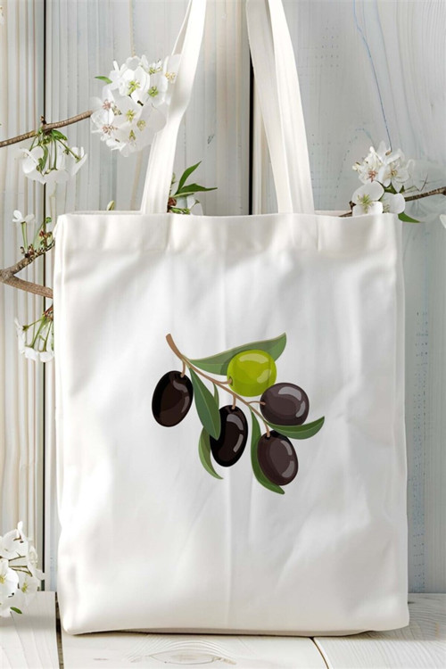 Art hedi̇ye zeytin Baskılı Bez çanta Kişiye Özel Model 4