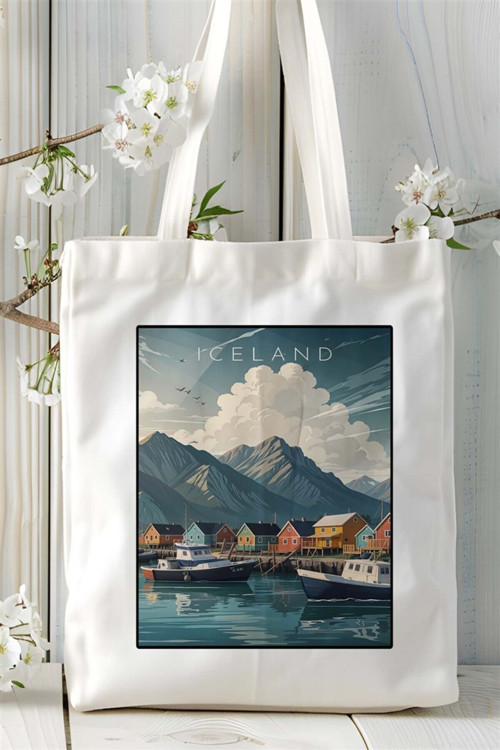 Art hedi̇ye iceland Baskılı Bez Çanta omuz çantası Kişiye Özel desen