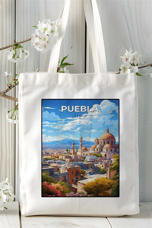 Art hedi̇ye puebla Baskılı Bez Çanta omuz çantası Kişiye Özel desen