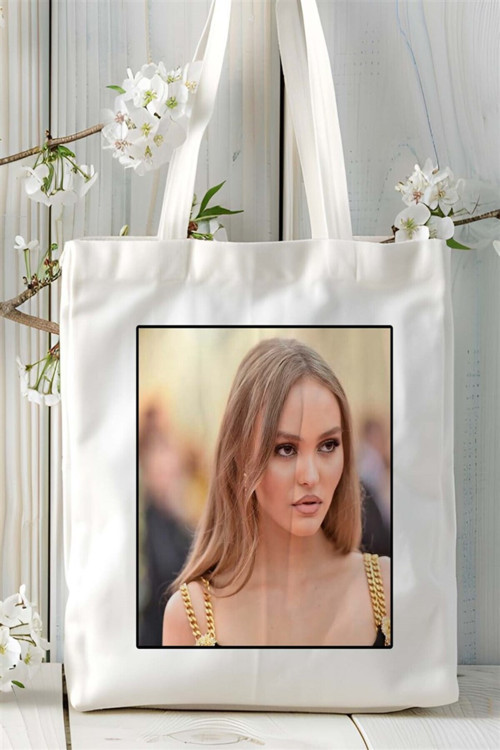 Art hedi̇ye Lily Rose Depp Baskılı Bez Çanta omuz çantası Kişiye Özel desen 4