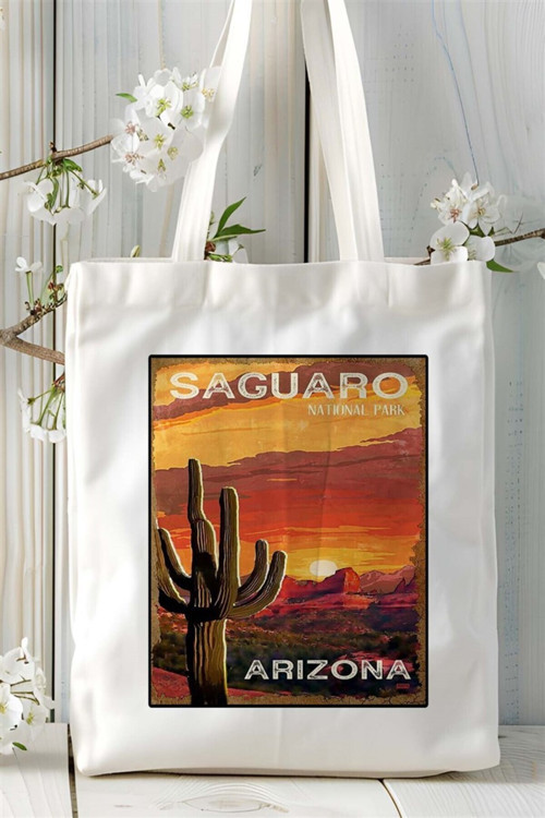 Art hedi̇ye saguaro Baskılı Bez Çanta omuz çantası Kişiye Özel desen