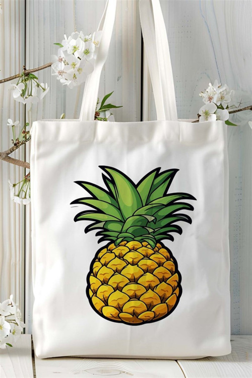 Art hedi̇ye ananas Baskılı Bez çanta Kişiye Özel Model 3