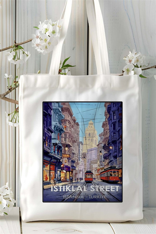 Art hedi̇ye istanbul Baskılı Bez Çanta omuz çantası Kişiye Özel desen