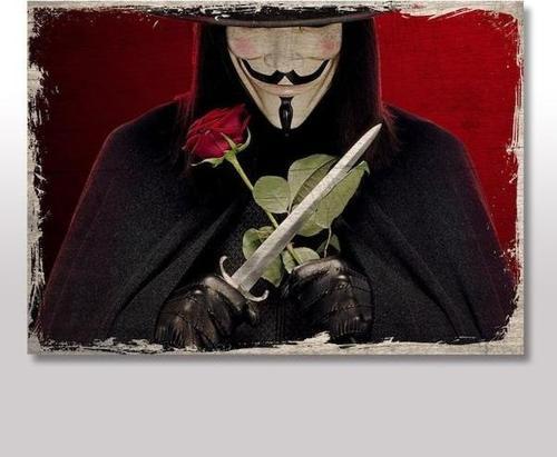V For Vendetta Gül Ve Kılıç1 Ahşap Poster 20x30