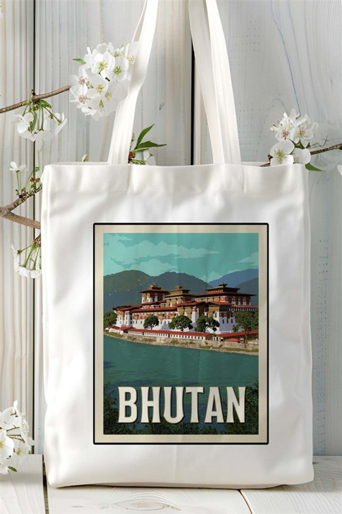 Art hedi̇ye bhutan Baskılı Bez Çanta omuz çantası Kişiye Özel desen