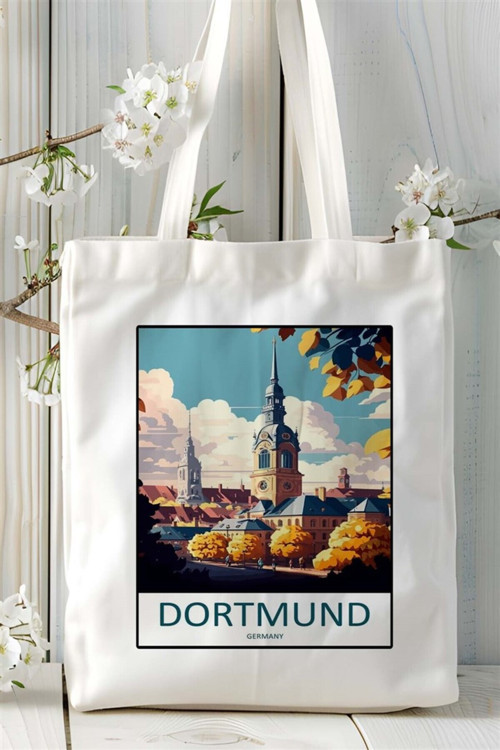 Art hedi̇ye dortmund Baskılı Bez Çanta omuz çantası Kişiye Özel desen