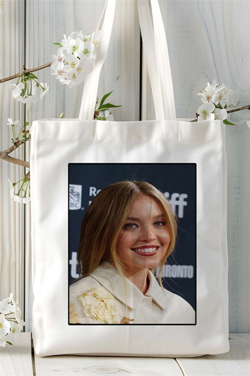 Art hedi̇ye Sydney Sweeney Baskılı Bez Çanta omuz çantası Kişiye Özel desen 2