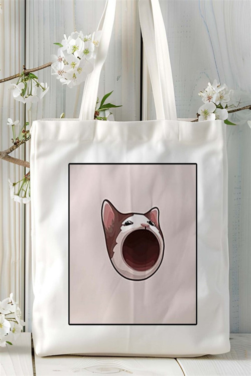 Art hedi̇ye popcat Baskılı Bez Çanta omuz çantası Kişiye Özel desen 1