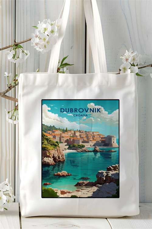 Art hedi̇ye dubrovnik Baskılı Bez Çanta omuz çantası Kişiye Özel desen