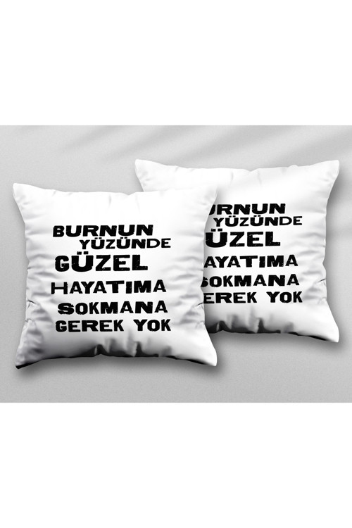 Art hedi̇ye Burnun Yüzünde Güzel İki ADET iki Tarafı Baskılı Yıkanabilir Yastık Kırlent Kılıfı