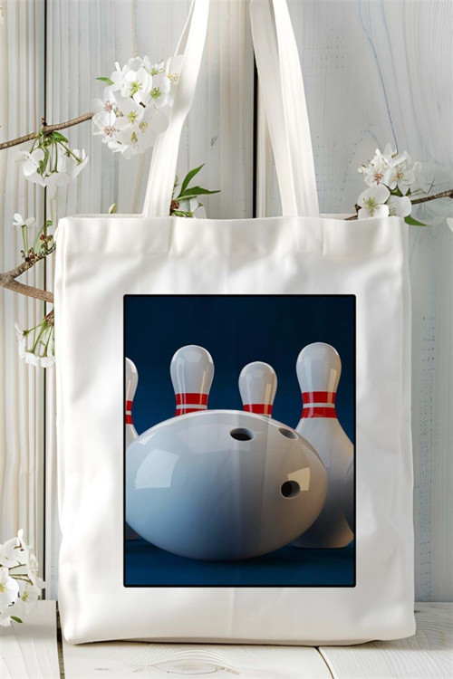 Art hedi̇ye bowling Baskılı Bez Çanta omuz çantası Kişiye Özel desen 1