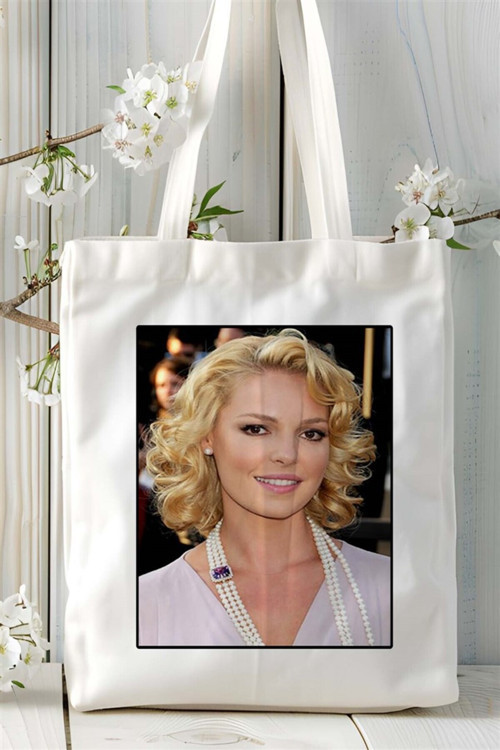 Art hedi̇ye Katherine Heigl Baskılı Bez Çanta omuz çantası Kişiye Özel desen 5