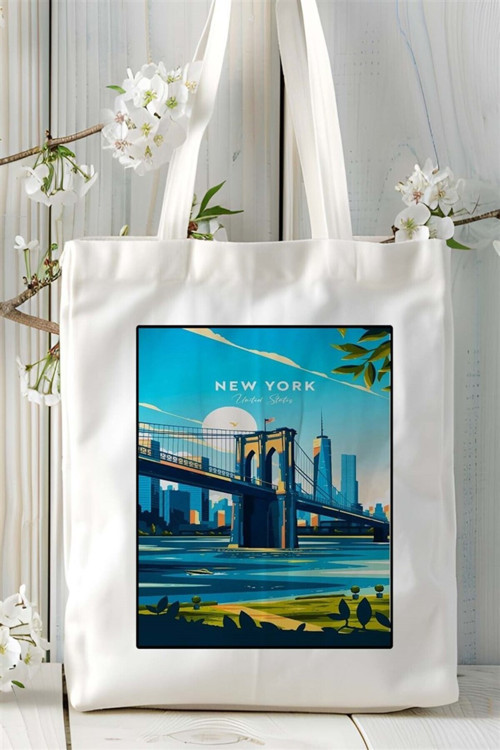 Art hedi̇ye newyork Baskılı Bez Çanta omuz çantası Kişiye Özel desen