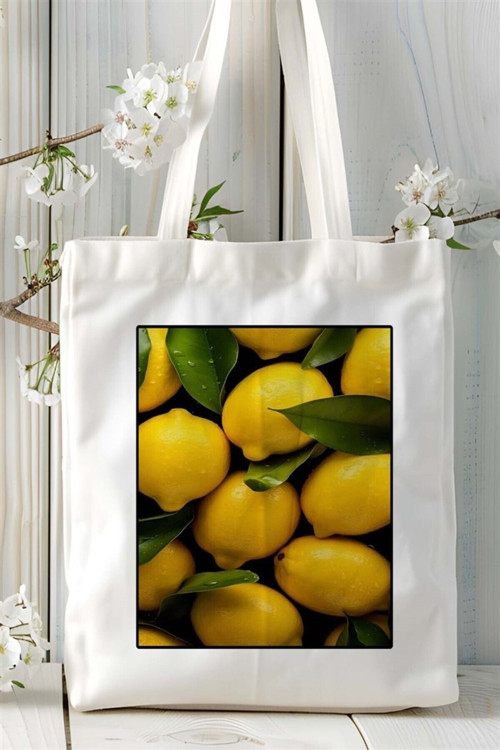 Art hedi̇ye limon Baskılı Bez Çanta omuz çantası Kişiye Özel desen 2