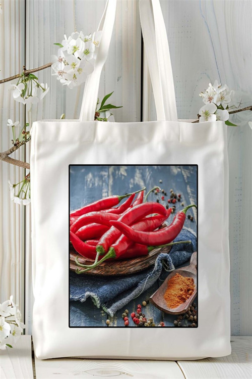 Art hedi̇ye acı biber Baskılı Bez Çanta omuz çantası Kişiye Özel desen 1