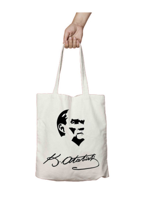 Art hedi̇ye Atatürk Ata Silüet Iki Tarafı Kalıcı Baskılı Yıkanabilir Bez Çanta Omuz Çantası